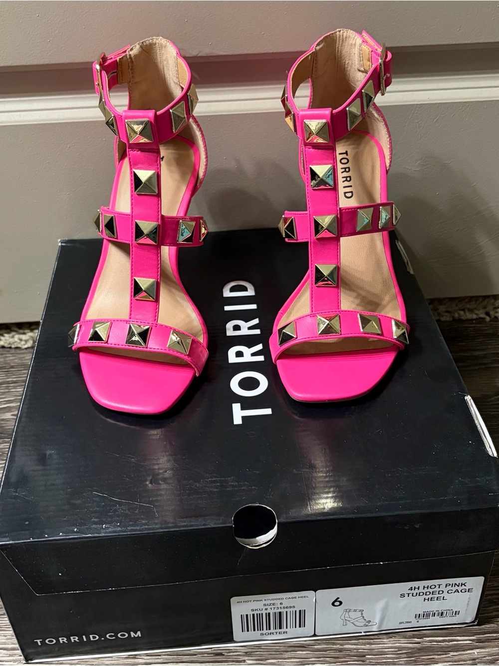 Torrid Hot Pink Studded Cage Heel Sandals NWT